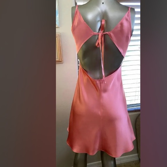 Vintage Y2K 100% Silk Slip Dress Backless Silk Dress Satin Slip Dress Tie Back S - Picture 8 of 12